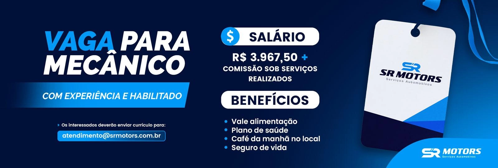 Vaga de Emprego SR Motors | Oficina Mecânica • Serviços automotivos