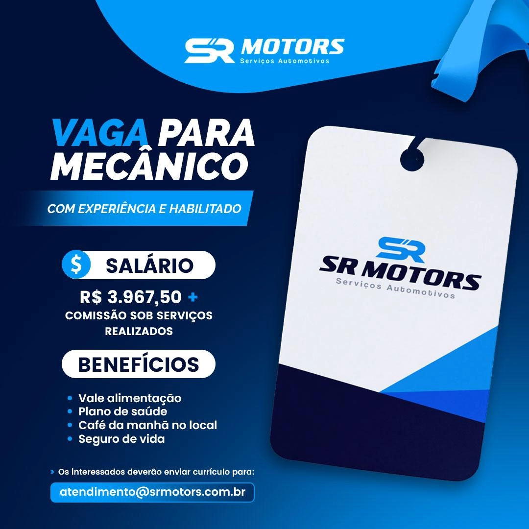 Vaga de Emprego SR Motors | Oficina Mecânica • Serviços automotivos
